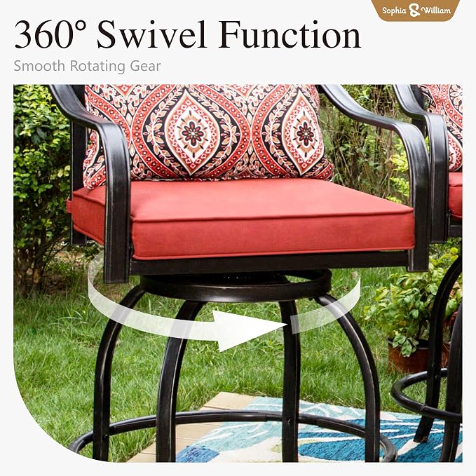 Sophia & William Patio Bar Set, 3 Pieces Outdoor Bistro Set - Image 4
