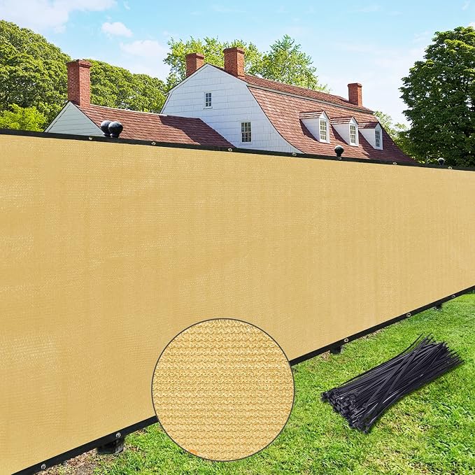 UPGRADE Privacy Fence Screen 5'x100' Sand Outdoor 90% Visibility Blockage 170 by UPGRADE
