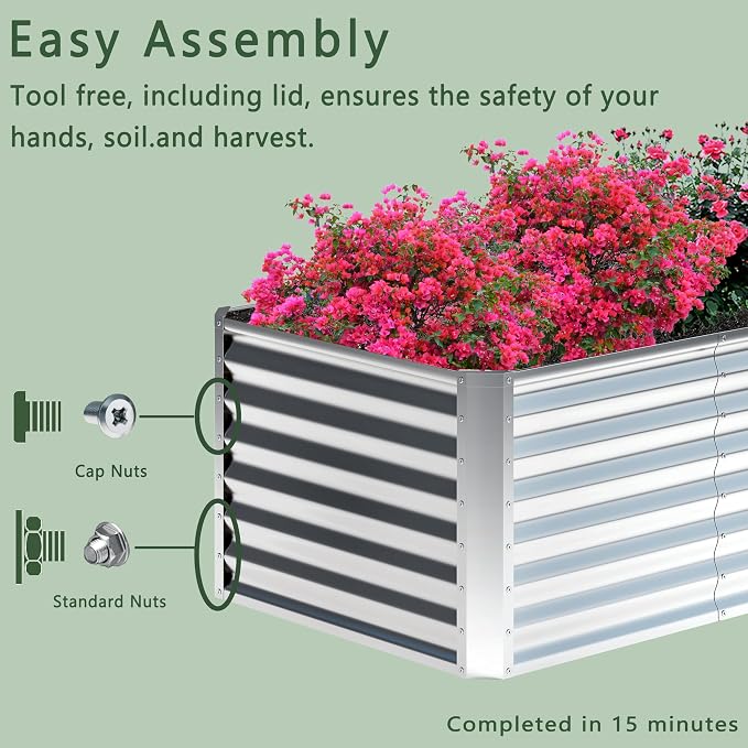 8x4x2FT Galvanized Raised Garden Bed, Planter Raised Beds-Metal Garden Box - Image 7