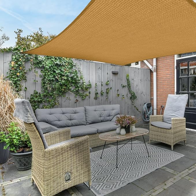 AsterOutdoor Sun Shade Sail Rectangle 12' x 16' UV Block Canopy - Image 8
