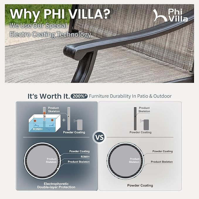 PHI VILLA 5 pcs Patio Dining Set, Outdoor Swivel Dining Chairs 4 and Metal - Image 3