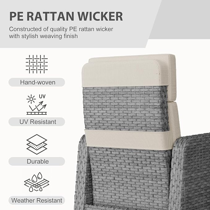 Restland Outdoor Recliner with Independent Adjustable Back & Footrest Wicker - Image 6