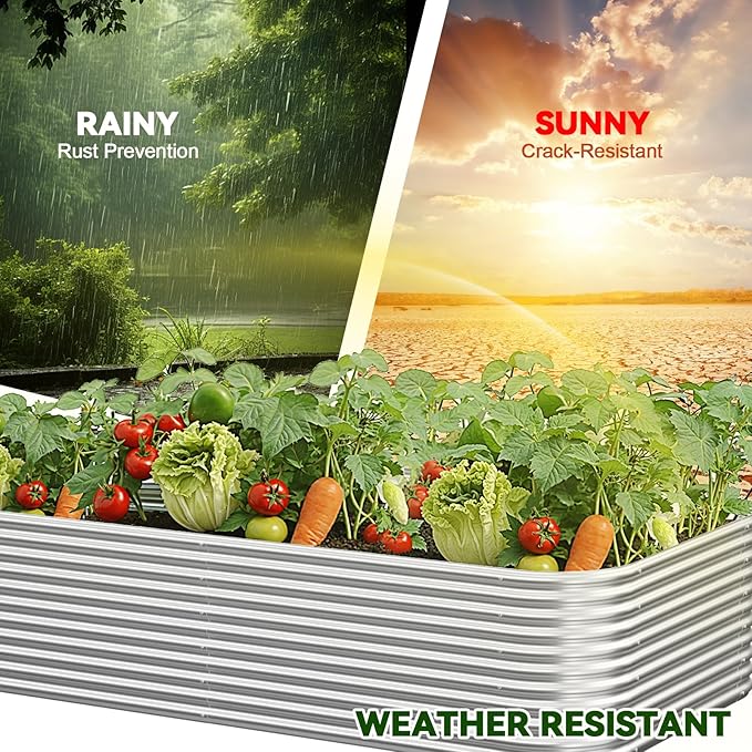 2 Pack Tall 8x3FT Raised Beds for Gardening, Corrugated Galvanized Steel Raised - Image 5