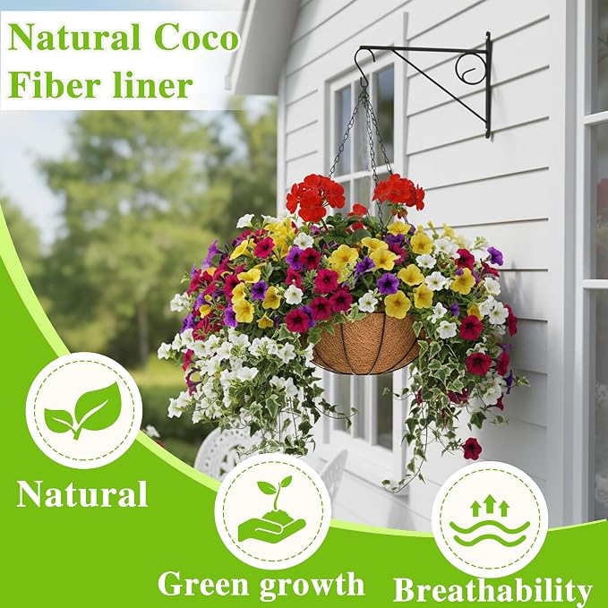 4 Pack Hanging Planter Basket Outdoor Large Hanging Flower Pots Indoor 12 inch - Image 2
