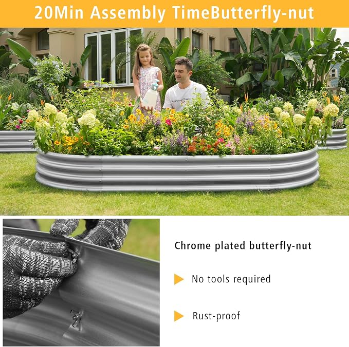 Garden 2Pcs 4x2x1ft Galvanized Raised Garden Bed Kit - Image 5