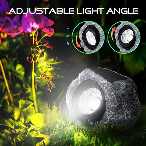 2 Pack Solar Rock Lights Outdoor, Angle Adjustable Solar Lights Outdoor - Image 2