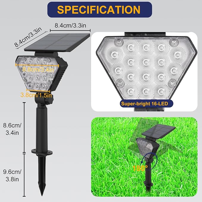T-SUN Solar Lights Outdoor Waterproof IP65, 12 Pack LED Solar Spot Lights Color - Image 2