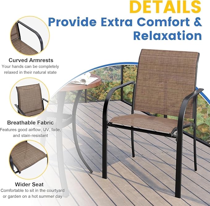 VICLLAX Patio Dining Set for 6, All Weather Metal Outdoor Furniture Set- 47" - Image 2