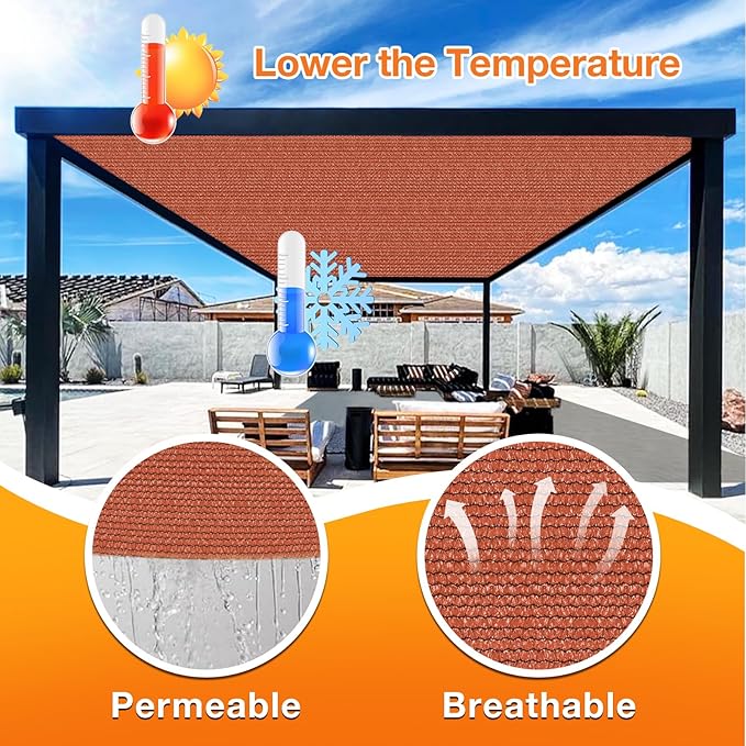 Artpuch 90% Sun Shade Cloth, 13 x 13 FT Pergola Shade Cover Canopy - Image 4