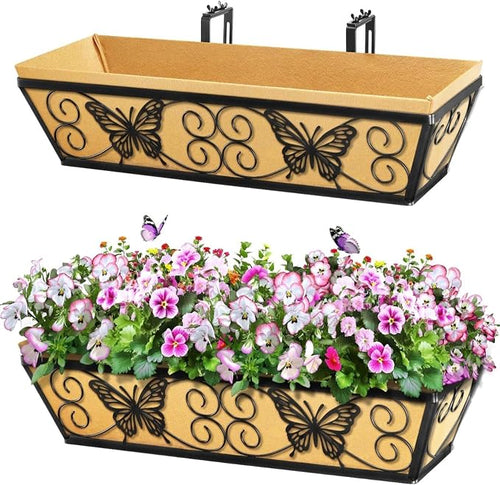 2 Pack 24 Inch Window Boxes Planters Railing Planter Box by KarlliuHOMEGARDEN
