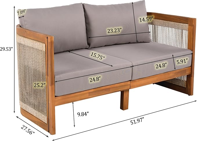 Merax 4-Piece Patio Premium Acacia Wood Outdoor Furniture Set, All Weather - Image 9