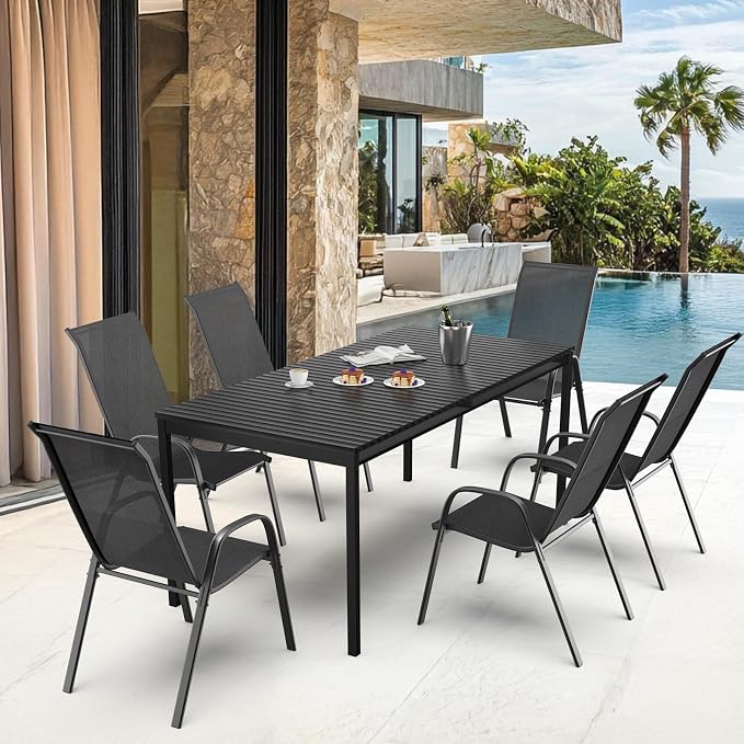 VINGLI Patio Chairs Set of 4 – Stackable Outdoor Dining Chairs - Image 9