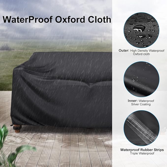 Heavy Duty Patio Sofa Cover Waterproof, Mrrihand 2-Seater Outdoor Sofa Loveseat - Image 6