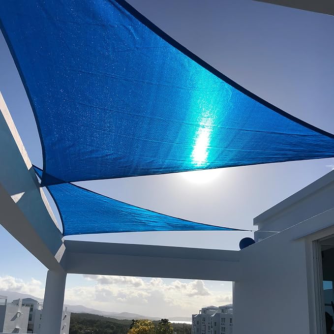 SUNNY GUARD Sun Shade Sail 10'x10'x10' Triangle Blue UV Block Sunshade by SUNNYGUARD