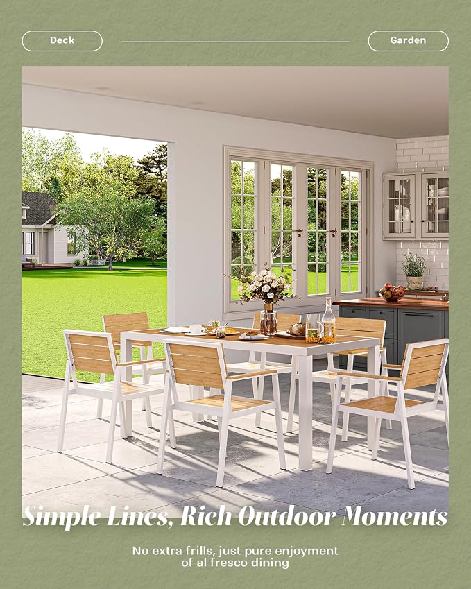 67" HDPS Outdoor Patio Dining Table, Aluminum-Edged Outdoor Dining Table - Image 7