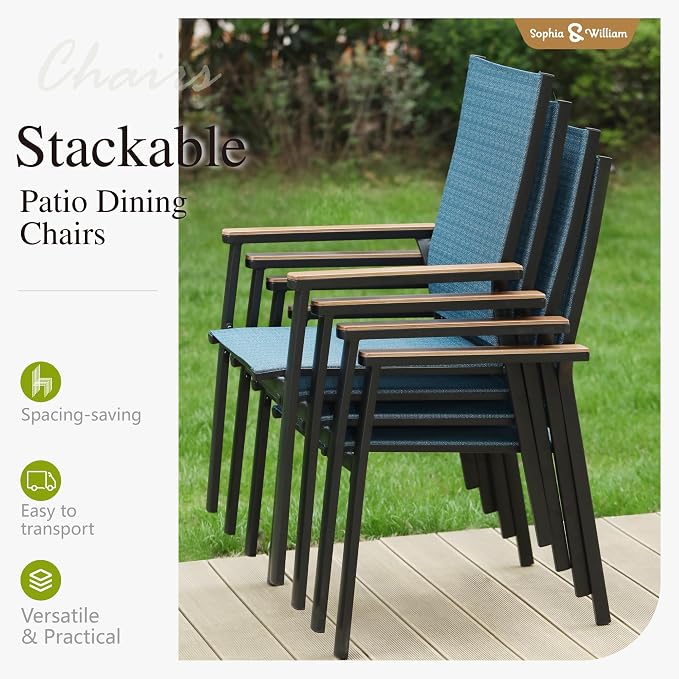 Sophia & William Patio Sets 5 Pieces, Lightweight Aluminum Dining Chairs - Image 2