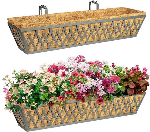 2 Pack 30 Inch Window Boxes Planters Railing Planter Box by KarlliuHOMEGARDEN