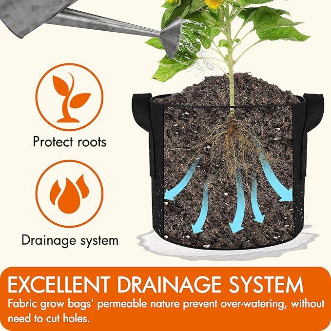 Gardzen 6-Pack 15 Gallon Grow Bags, Aeration Fabric Pots - Image 4