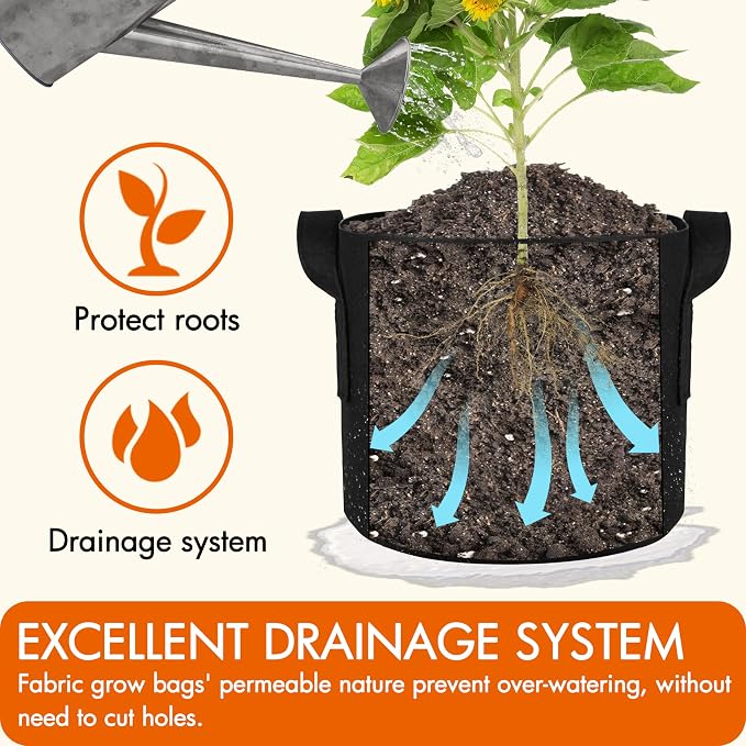 Gardzen 10-Pack 2 Gallon Grow Bags, Aeration Fabric Pots - Image 5