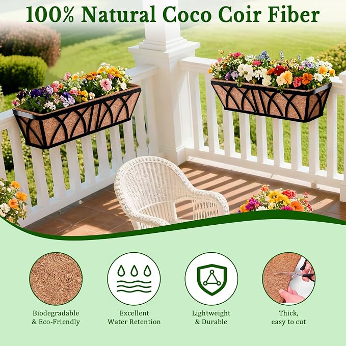 Halatool 2 Pack 36 Inch Window Box Liners Trough Coco Fiber Replacement Liner - Image 4