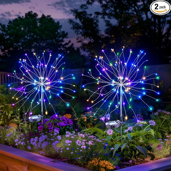 Solar Garden Lights Outdoor Decor: Fireworks Light Waterproof by BOMFLORE