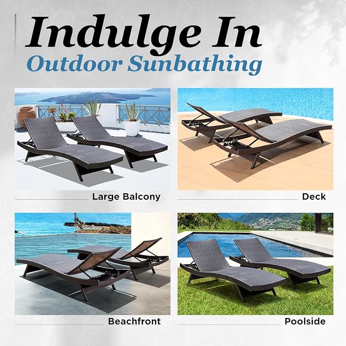 IDZO Katalina Chaise Lounge Set of 2-500lbs Support, UV Wicker, Ergonomic Wave - Image 6