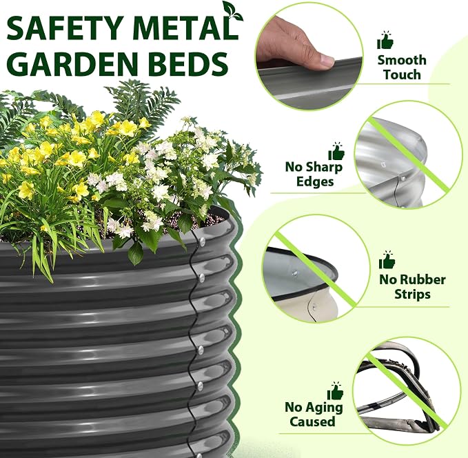 A ANLEOLIFE 7-Set 8X4X2 ft Galvanized Raised Garden Bed Kit, Oval Metal Deep - Image 4