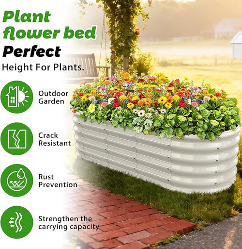 17" Tall Outdoor Garden Raised Garden Bed Kits, 5ft X 2ft Oval, 0.8MM Thick - Image 2