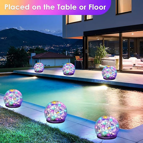 2 Pack 60 LED Garden Solar Lights Outdoor Decorative, Colored Cracked Glass - Image 2
