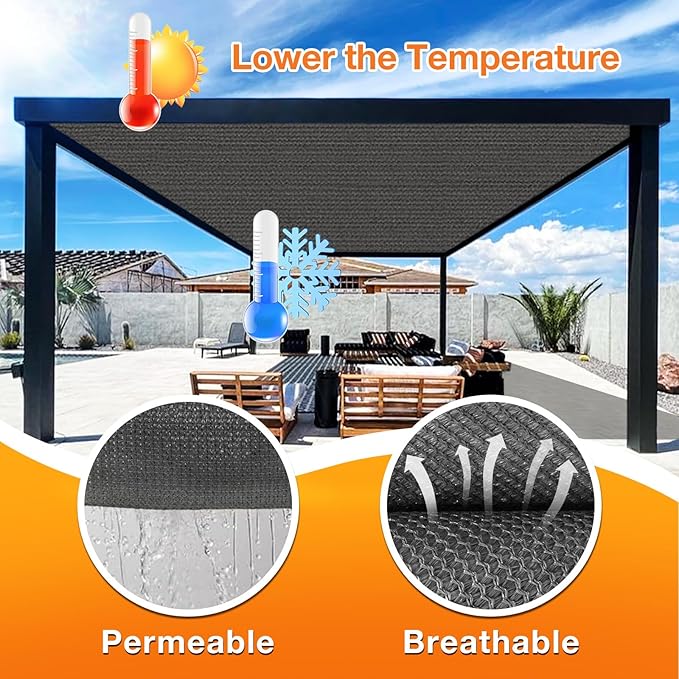 Artpuch Outdoor Pergola Shade Cover 9x11 FT Sun Shade Cloth - Image 4