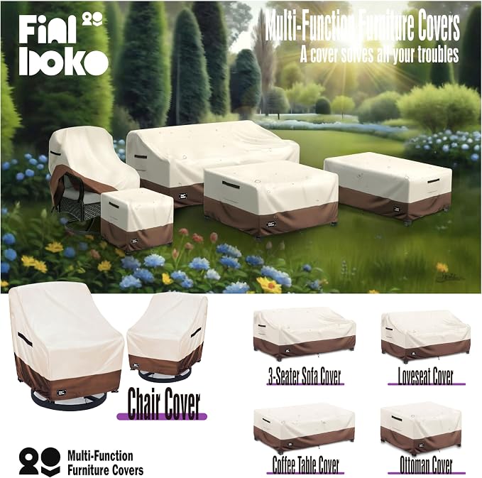2-Seater Outdoor Couch Cover, 100% Waterproof Heavy Duty Patio Sofa Covers - Image 4