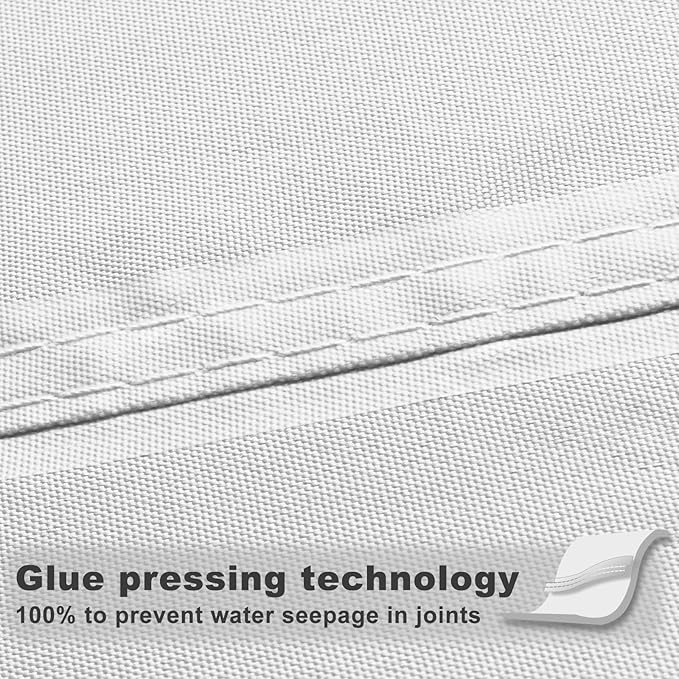 SUNNY GUARD Waterproof Sun Shade Sail 10' x 12' White Rectangle UV Block - Image 3