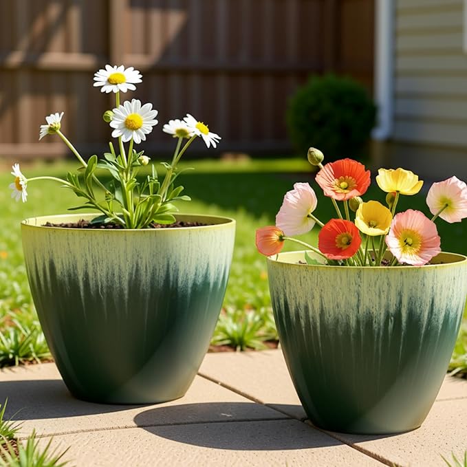 8 inch Plant Pots with Drainage Holes, Modern Glossy Finishing Planter - Image 6