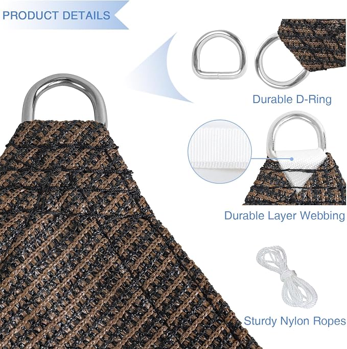 E&K Sunrise 3' x 3' x 3' Sun Shade Sail Triangle Canopy Shade Cover UV Block - Image 4