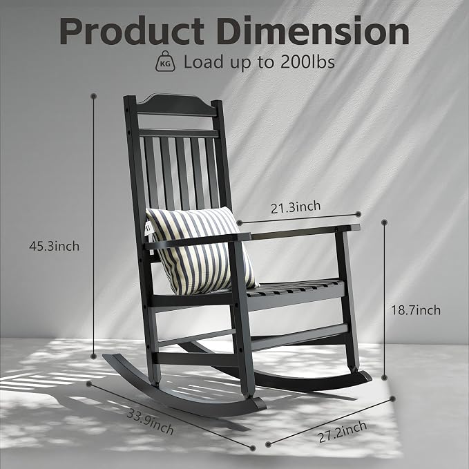 Patio Rocking Chair Outdoor Set of 2, Weather Resistant Poly Resin Oversized - Image 6