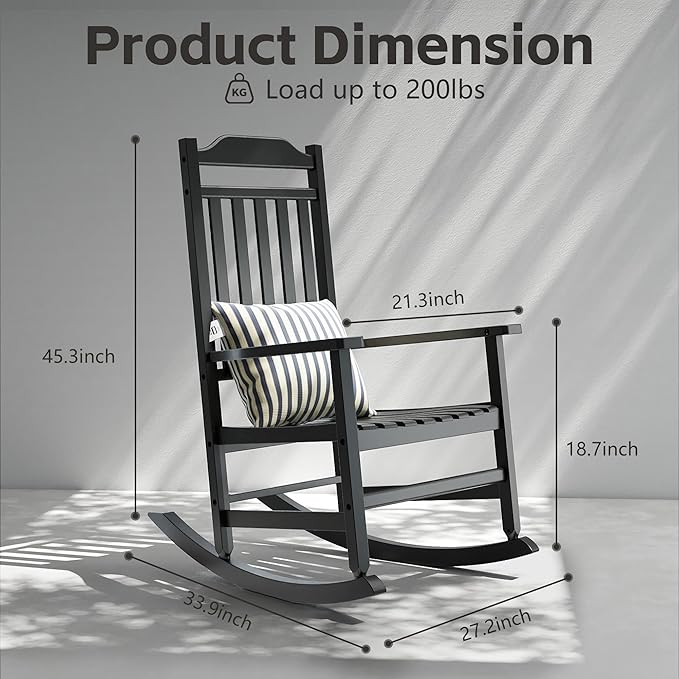 Patio Rocking Chair Outdoor Set of 2, Weather Resistant Poly Resin Oversized - Image 3