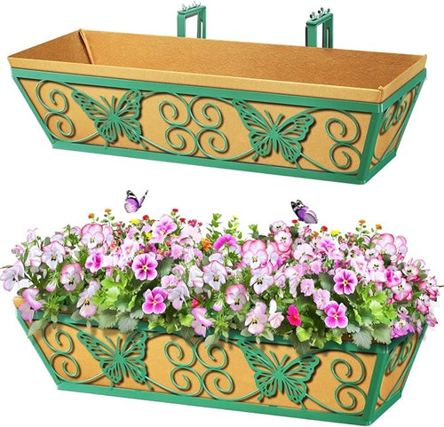 2 Pack 24 Inch Window Boxes Planters Railing Planter Box by KarlliuHOMEGARDEN
