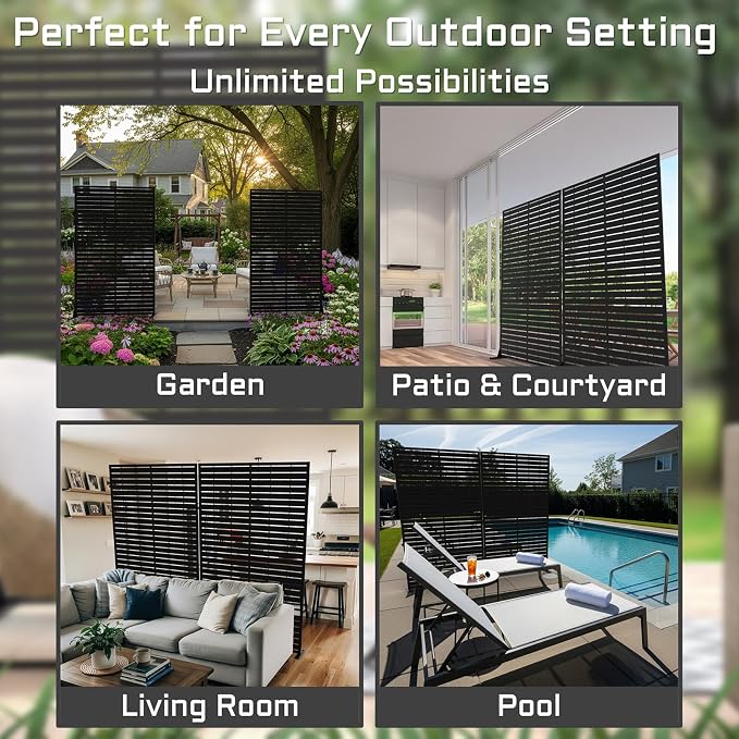 72" H Metal Outdoor Privacy Screen – Freestanding Rustproof Louvered Fence Panel - Image 5