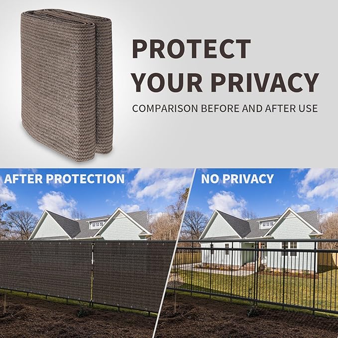 LOVE STORY Custom Size 3'x14' Brown Balcony Privacy Screen, UV Block Privacy - Image 5