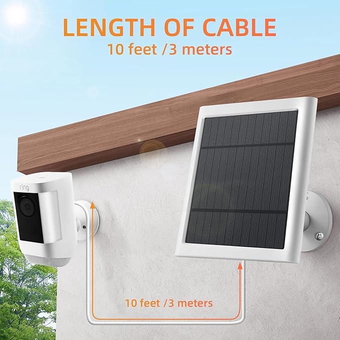 IP65 Solar Panel for Rings Camera White 3pack 4W Solar Charger Compatible - Image 5