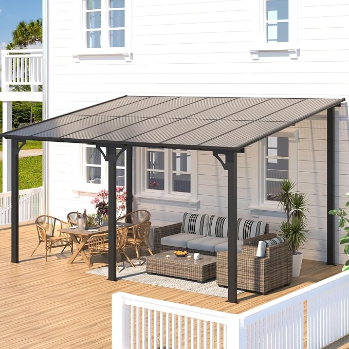 AECOJOY 14' x 10' Gazebo for Patio, Hard Top Lean to Gazebo Pergola - Image 4