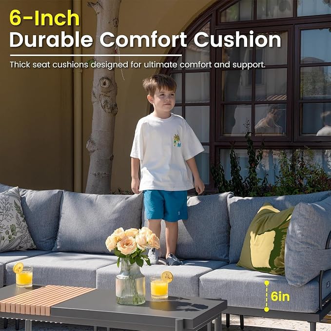 Sundale Outdoor 2 Pieces Patio Sofa Set, Metal Outdoor Sectional Loveseat - Image 4