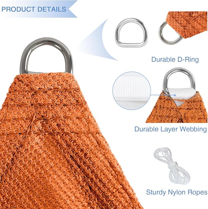 E&K Sunrise 11' x 11' x 11' Sun Shade Sail Triangle Canopy Shade Cover UV Block - Image 4