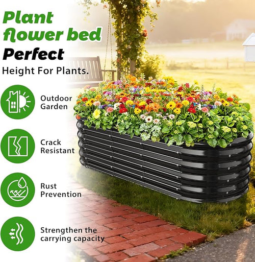17" Tall Outdoor Garden Raised Garden Bed Kits, 5ft X 2ft Oval, 0.8MM Thick - Image 2