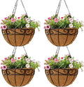 4 Pack 14 Inch Hanging Baskets for Plants Outdoor Metal Hanging Planter Hanging by Qusuxi