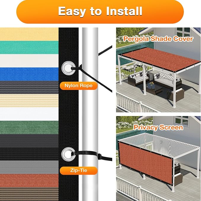 Artpuch 90% Sun Shade Cloth, 7 x 24 FT Pergola Shade Cover Canopy - Image 5