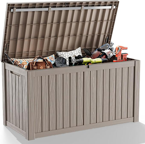 180 Gallon Outdoor Storage Box, Large Resin Deck Box by Unknown