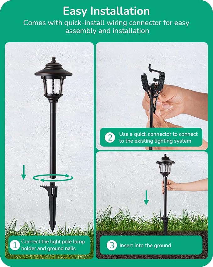 EDISHINE Low Voltage Landscape Lighting, 12V 3W 120LM 3000K Seed Glass Outdoor - Image 5