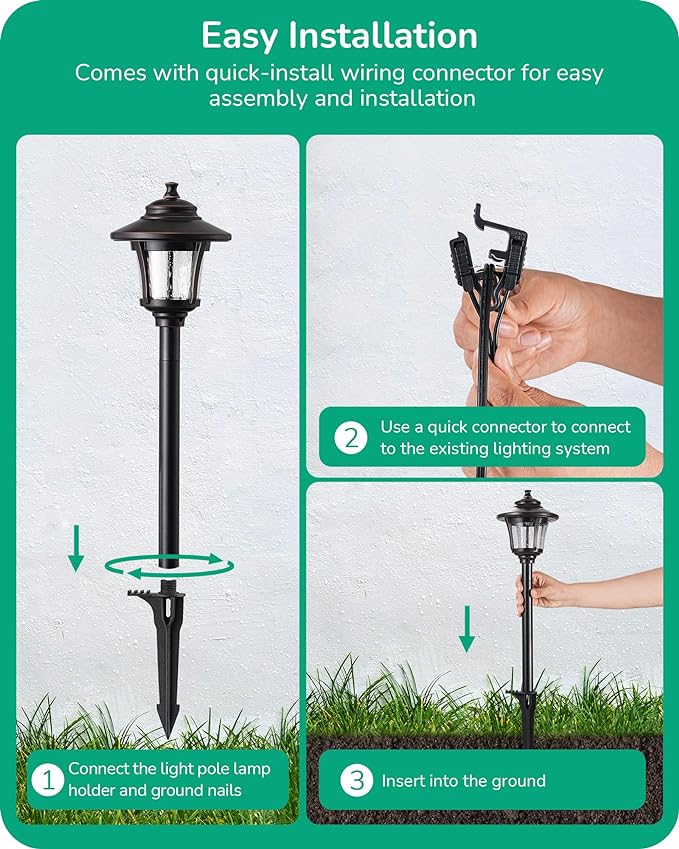 EDISHINE Low Voltage Pathway Lights Wired, 12V 3W 120LM 3000K Seed Glass - Image 5