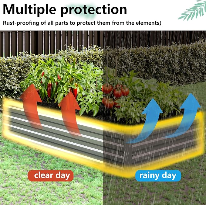 Vengarus 2 Pack 9x3x1FT Galvanized Raised Garden Bed Kit, Outdoor Metal Planter - Image 5